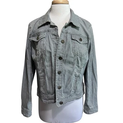 Chaqueta de Jean BACCINI Railroad Rayas para Mujer XL Informal Denim Steampunk Foto 1 de 4