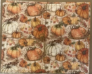 FALL AUTUMN PLACEMATS PUMPKINS LEAVES SUSAN WINGET FABRIC SET OF 4 - Imagen 1 de 3