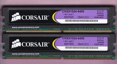 2GB 2x1GB PC2-6400 DDR2-800 Corsair CM2X1024-6400 XMS2-6400 Memory Kit Ver2.7 - Image 1 of 2