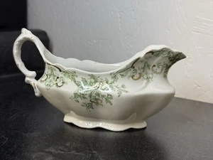 Alfred Meakin Stratford GRAVY BOAT White Green Flowers & Gold Accents - Picture 1 of 7