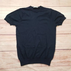 Suitsupply Pullover Herren Medium Navy Blau Merinowolle Kurzarm Strick Rundhals - Bild 1 von 9