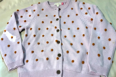 Rosa Pollo Niña Rosa 100% Lana Merino con pompones pequeños Talla 8Y Foto 1 de 4