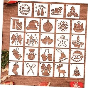 24 Pcs Christmas Stencils for Painting On Wood, Small Reusable Snowflake Santa  - Picture 1 of 8
