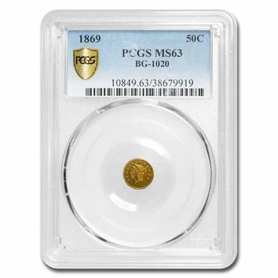 1869 Liberty Round 50 Cent Gold MS-63 PCGS (BG-1020) - Image 1 of 3