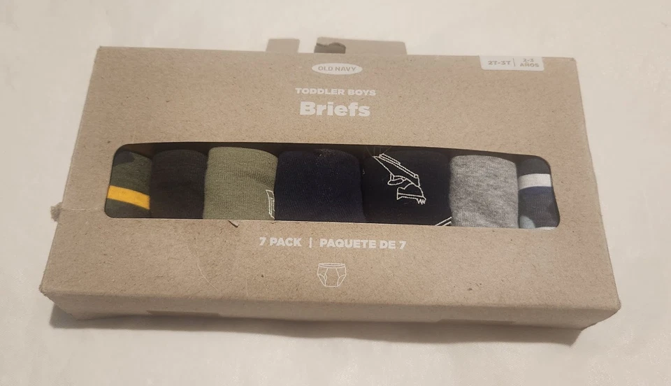 全新带盒 Old Navy Briefs 内衣 7 件装 2T 3T 学步儿童 男孩 — 第 1/1 张图片