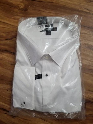 Mens Pronto Uomo White Dress Shirt, Non-Iron, Size 22, 36/37 Tall, Slim Fit, New - Image 1 of 4