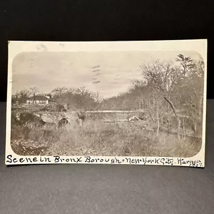 BRONX NY Postkarte STEINDAMM/FLUSS Straße/Zoo Bootshaus? -to SYRACUSE NEW YORK RPPC - Bild 1 von 4