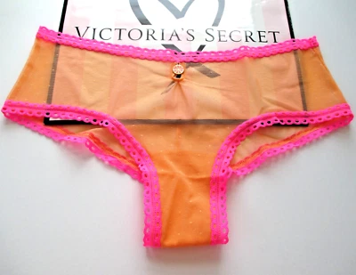 VICTORIA'S SECRET ROSA Guiño Malla Cheeky Panty VS Fruit Charm S M L XL Naranja Nuevo con Etiquetas Foto 1 de 4