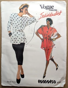 VOGUE Patterns Individualist Tamotsu 1710 Blouson Top Skirt Vintage Sz 10 UNCUT - Picture 1 of 3
