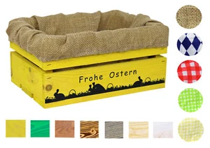 Holzkiste Druck Frohe Ostern Paaarungszeit verschiedene Farben und Stoffeinlagen - Bild 1 von 7