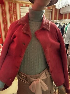 Chaqueta corta de piel de oveja ligera rosa Cole Haan M - Imagen 1 de 13