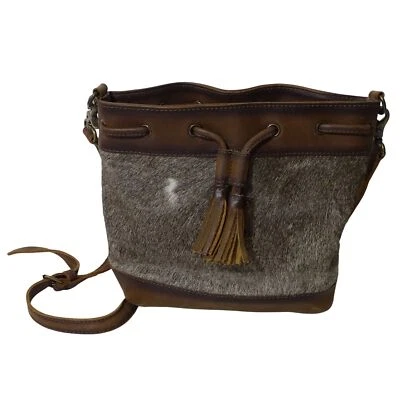 Bolso Bandolera STS Ranch Cuero Piel de Vaca Pelo de Becerro Marrón Rústico Vaquera Foto 1 de 4