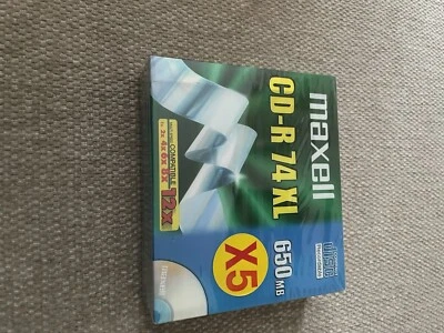 (RefJOH30) Maxell CD -R 74  XL 650MB x 5 each individually wrapped - Image 1 of 3