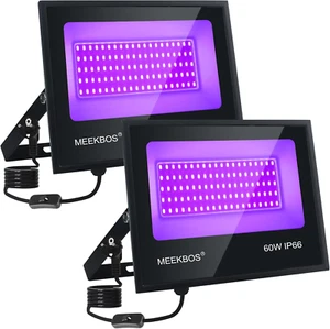 Luce Nera UV, 2 Pezzi 60W Faretto UV LED Con Spina, IP66 Impermeabile Faretto Ul - Foto 1 di 12