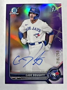 2022 Bowman Draft CADE DOUGHTY Purple Refractor Auto #216/250 Blue Jays - Bild 1 von 5