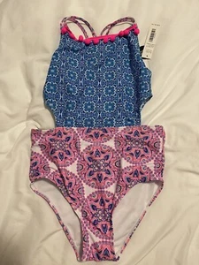 Nicole Miller Girls 1-Piece Swimsuit With Cutout Detail Size XL (14) NWT - Picture 1 of 13