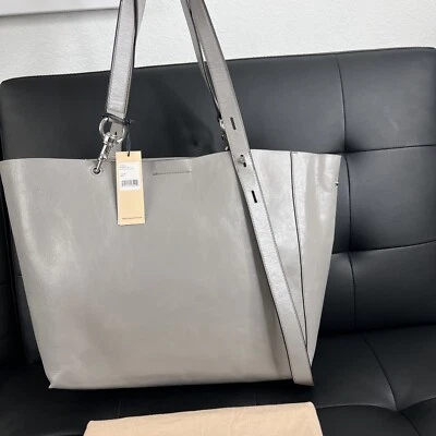 $348 Rebecca Minkoff Women's Gray Stella Large Leather / Grey Suede￼ Tote Bag - Image 1 of 4