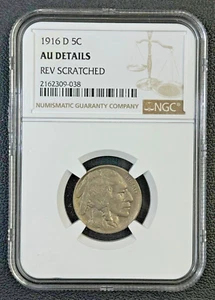 1916 D Buffalo Nickel NGC AU, Low Mintage, Semi-Key Date - Picture 1 of 5
