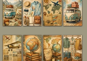Toppers de tarjetas de viaje vintage para tarjetas y álbumes de recortes, efímeros, etiquetas de regalo - Imagen 1 de 1