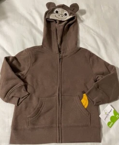 Jumping Beans Adorable Monkey Kapuzenpullover mit Reißverschluss braun 24 Monate neu mit Etikett - Bild 1 von 5