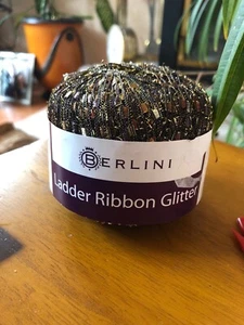 New Berlini Ladder Ribbon Glitter Yarn ITALY Brown Gold 142 yds Col 95 Lot 16 - Picture 1 of 6