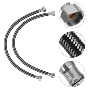 2 Pcs Stainless Steel Hose Water Supply Connector Inlet Connection Line - Picture 1 of 12
