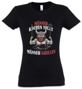Grillen Damen T-Shirt BBQ Mann Fleisch Steak Beef Wikinger Thor Odin Viking - Picture 1 of 1