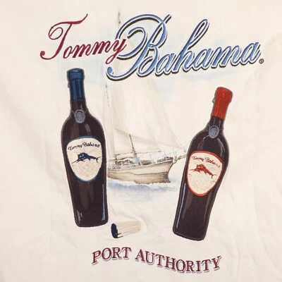 Tommy Bahama Shirt Mens Medium Ivory Silk Embroidered Port Authority Sailboat - Image 1 of 4
