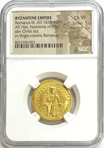 1028-1034 AD GOLD BYZANTINE EMPIRE ROMANUS III AV HIST. NOMISMA NGC CHOICE VF - Picture 1 of 2