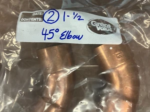 1-1/2 Inch Copper CXC Copper 45° Sweat Elbow Fitting  (Lot of 2) - Picture 1 of 1
