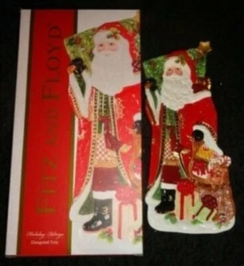 NEW Fitz and Floyd Holiday Tidings Elongated Tray Santa Gifts In The Box - Picture 1 of 3