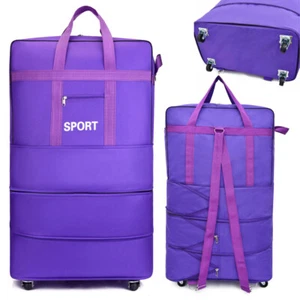 Travel Suitcase Multilayer Luggage Expanded Trip Wheeled Rolling Foldable Solid - Picture 1 of 28