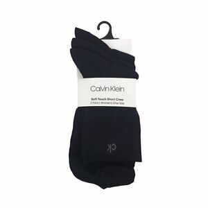 Calvin Klein Womens Microfibre Crew Socks (3 Pack) | Black
