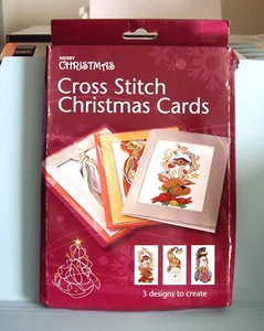 BOX OF 3 READY TO MAKE CROSS STITCH CHRISTMAS CARDS - Picture 1 of 1