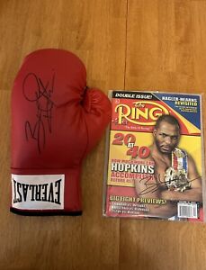 Bernard Hopkins Rare Full Signature Autograph Glove and Reg Signed Ring Magazine