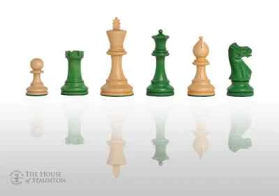 The Grandmaster Chess Set - Pieces Only - 4.0" King -  Green Guilded - Image 1 of 4