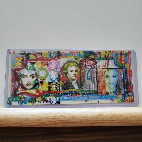 Madonna rare 1 of 215 signed by artist custom " Bank of Madonna " 2$ bill Cover