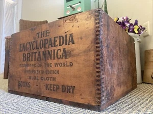 Antique Wood Crate Encyclopedia Britannica 14th Edition Blue Cloth Box￼ ￼1920-30 - Bild 1 von 21