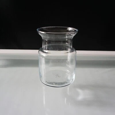 Винтажная польская ваза FTD из прозрачного стекла с широким горлышком высотой 7,25 дюйма - Изображение 1 из 4