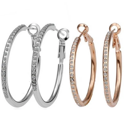 Orecchini a Cerchio Strass Pendenti con 3,4 Ocm Oro o Argento -farbig - Immagine 1 di 3