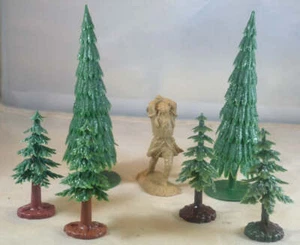 Plastic Pine Trees 6 Piece Set Christmas Multi Scale - Picture 1 of 4