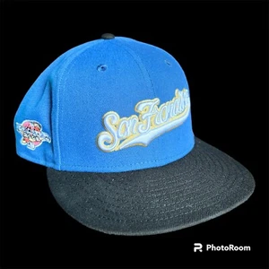 EXCLUSIVE SAN FRANCISCO GIANTS FITTED HAT SCRIPT blue 2000 PATCH CLUB 7 3/8 - Picture 1 of 2