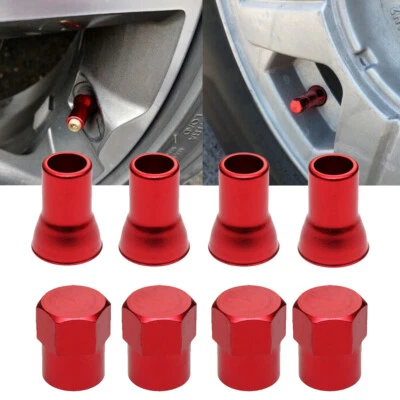 4x Red Aluminum Car Tire Wheel Valve Stem Caps & Sleeve Cover Auto Accessories - Image 1 of 4