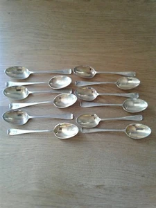 SET OF 12 ANTIQUE SOLID SILVER GILT COFFEE SPOON LONDON 1886 - Picture 1 of 6