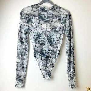Missguided One Piece Bodysuit Women's Size 10 Tall Cherub Print Playsuit - Picture 1 of 13