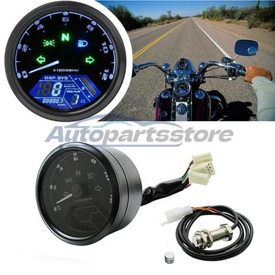 Velocímetro universal digital para moto velocímetro corredor odómetro 12000 rpm Foto 1 de 4