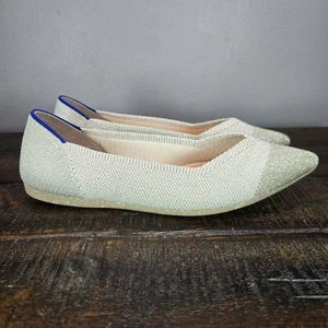 Rothys The Point II Damen 10,5 flache Slipper Ballerinas silber weiß - Bild 1 von 11