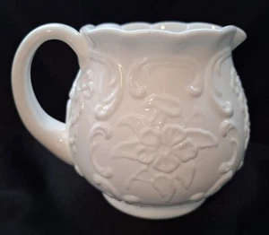 Fenton Wild Rose And Bowknot Milk Glass Pitcher - Picture 1 of 9
