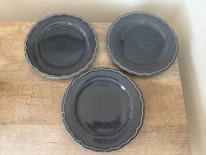 Williams Sonoma Alexia Charcoal Gray Salad Dessert Plates Scalloped 8.5” (3) - Picture 1 of 8