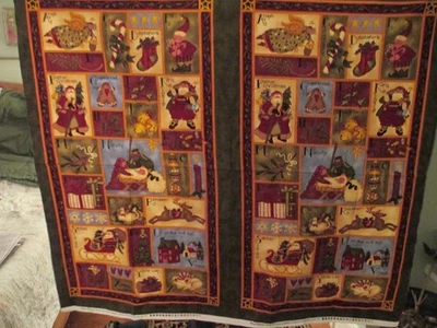 FELICES FIESTAS DE NANCY HALVORSEN - LOTE DE 2 - CENTRO O PANEL DE EDREDÓN DE FRANELA Foto 1 de 3